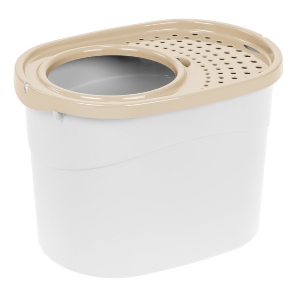 IRIS USA, Top Entry Cat Litter Box, White/Beige