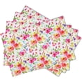 thumbnail image 2 of Spring Summer Floral Placemats Set of 4 12x18 Inch Watercolor Flowers Place Non-Slip Mat Heat-Resistant Washable Wipeable Linen Fabric Table Mat for Table Kitchen Dining Home Decor, 2 of 6