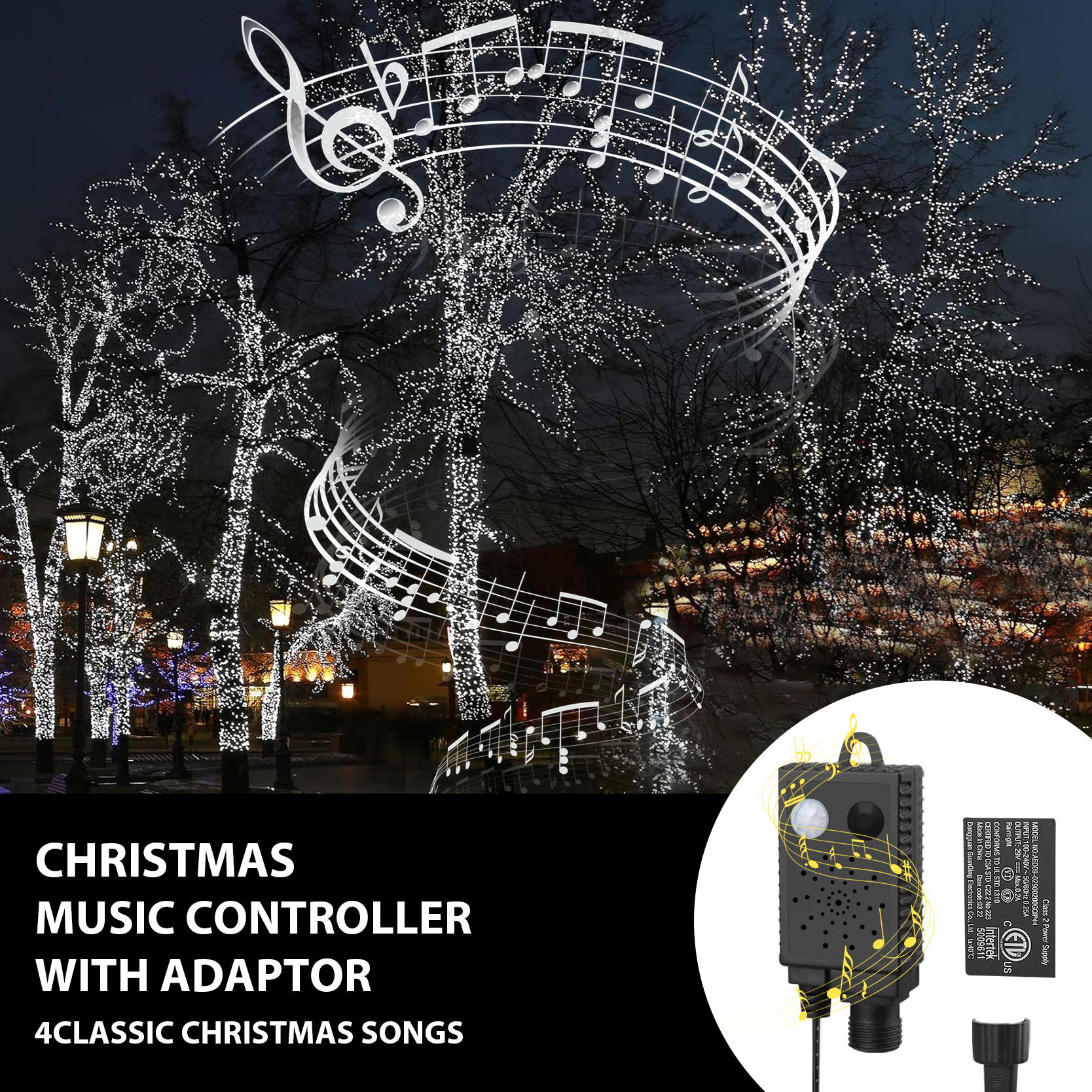 LAMPHOME 66ft Music Christmas Mini Lights (Green Wire),200 LED Fairy Starry String Light Plug in for Indoor Outdoor Xmas Tree Wedding Party Decoration (White)