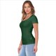 thumbnail image 2 of Camiseta de Canalé Entallada para Mujer, Verde Oscuro, Talla XL, 2 of 9