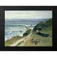 thumbnail image 2 of Moret, Henry 14x12 Black Modern Framed Museum Art Print Titled - Young Breton Girl Stretching Out on the Cliffs, Toulhors, 2 of 5