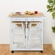 thumbnail image 1 of Carrito de cocina Zimtown con isla Almacenamiento mesa de comedor 2 taburetes de bar 2 cajones madera maciza, 1 of 4