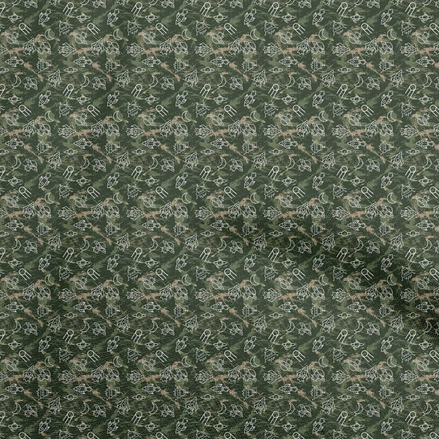 oneOone Georgette Viscose Dark Green Fabric Galaxy Craft Projects Decor Fabric Printed By The Yard 42 Inch Wide