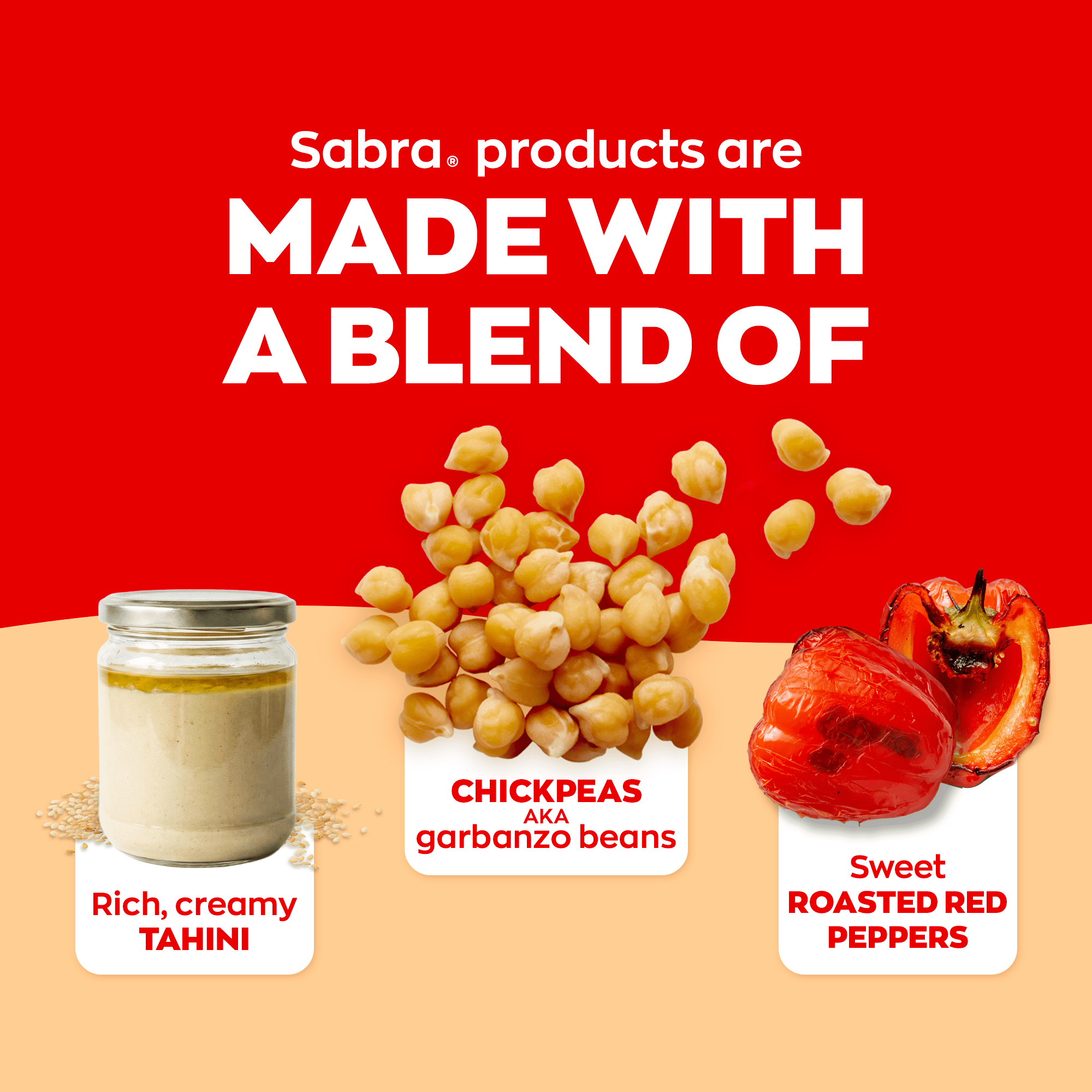 Sabra Roasted Red Pepper Fresh Hummus Dip, Non-GMO, Gluten Free, Vegan Hummus Spread, 8oz Tub