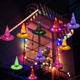thumbnail image 4 of Decoraciones sombrero de bruja al aire libre 6 uds colgando iluminado brillante sombrero de bruja decoraciones luces cadena decoración con pilas Namotu WRJM-534, 4 of 7