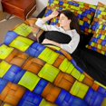 thumbnail image 4 of Castle Fairy Geometric Grid Twin Bedding Sets,Plaid Bedding Comforter Set, 4 of 8