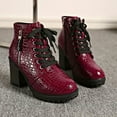 thumbnail image 7 of Busydd Womens Booties Fashion Solid Color Zipper Ankle Boots for Women Casual Comfy Chunky Heel Lace up Women Footwear 9, 7 of 7