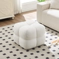 thumbnail image 3 of Zesthouse 20.9″ Wide Boucle Ottoman, Modern Foot Stool, Square Upholstered Tufted Ottoman Coffee Table, Extra Seating for Living Room Bedroom, White, 3 of 11