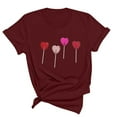 thumbnail image 2 of Sakmal Ladies Tops and Blouses Red Short Sleeve Love Heart Crew Neck T-Shirts Womens T Shirts, 2 of 4