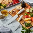 thumbnail image 3 of Beautiful 2 Piece Stainless Steel Santoku Set White with Gold Accents by Drew Barrymore, 3 of 12