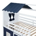 thumbnail image 2 of Bellemave House Bunk Bed with Tent, Wood Twin Over Twin Bunk Beds with Windows and Sills, Curtains Bunk Beds for Teen (Blue+White), 2 of 8