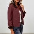 thumbnail image 7 of Xdegoge Barn Jackets for Women Corduroy Lapel Collar Fall Utility Cropped Jacket Button Down Casual Lightweight Fall Work Outerwear with Pockets, 7 of 7