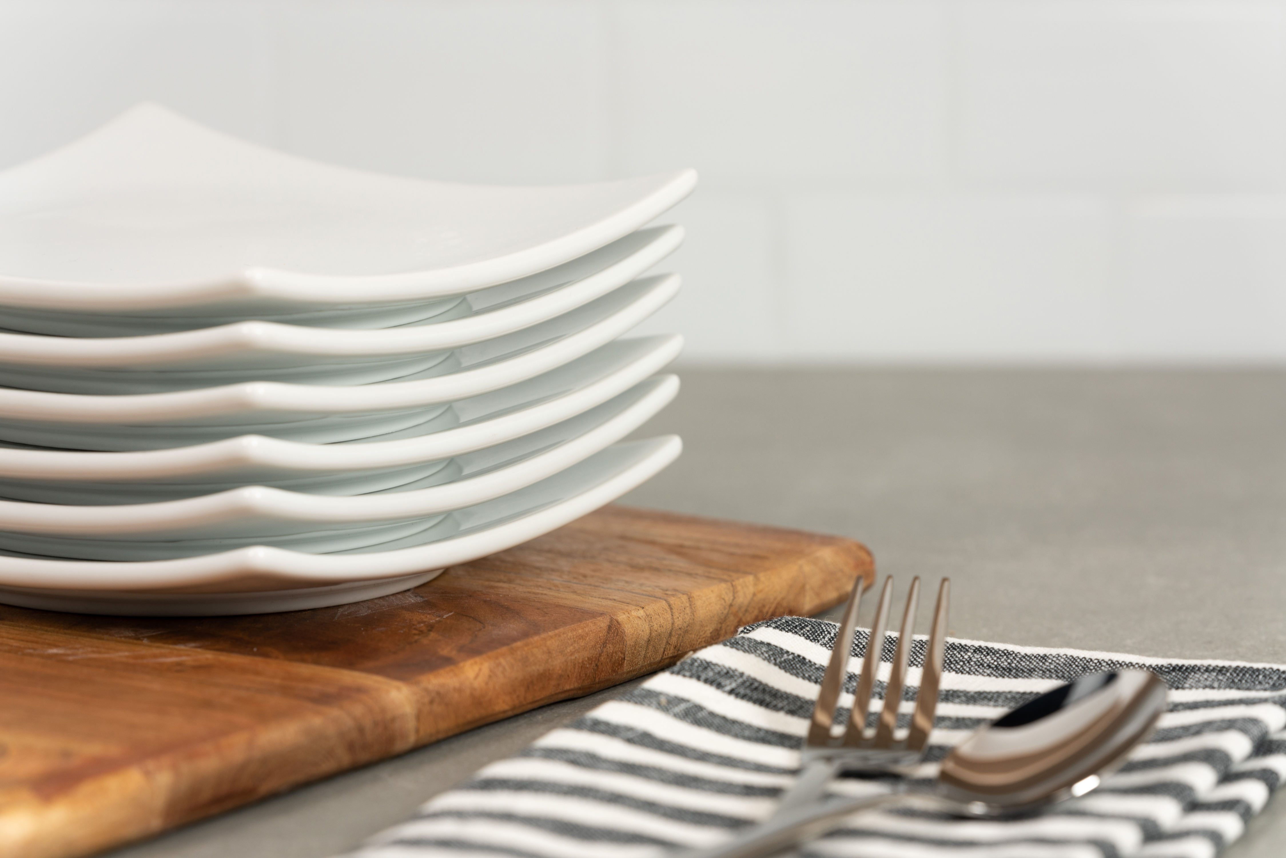 10 Strawberry Street Simply White 6" Coupe Square Ceramic Appetizer Plate, Set of 6