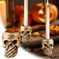 thumbnail image 2 of (2 Pack) Halloween Skeleton Candlestick 3 Piece Set Decorative Resin Sculpture for Home Desktop Ornament Creating a Festive Atmosphere, 2 of 6