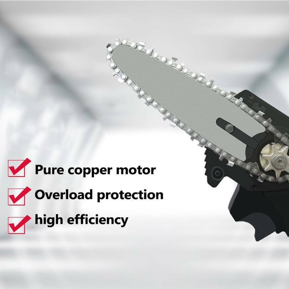 4-Inch Cordless Electric Chainsaw with Rechargeable Battery Portable Handheld Electric Saw for Tree Branch Wood Cutter