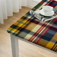 thumbnail image 4 of nygtbtfer  Blue Rustic Mountain Plaid Vinyl Flannel Backed Tablecloth - Stonewashed Blue and Rust Country Plaid Easy Care Vinyl Tablecloth, 4 of 7