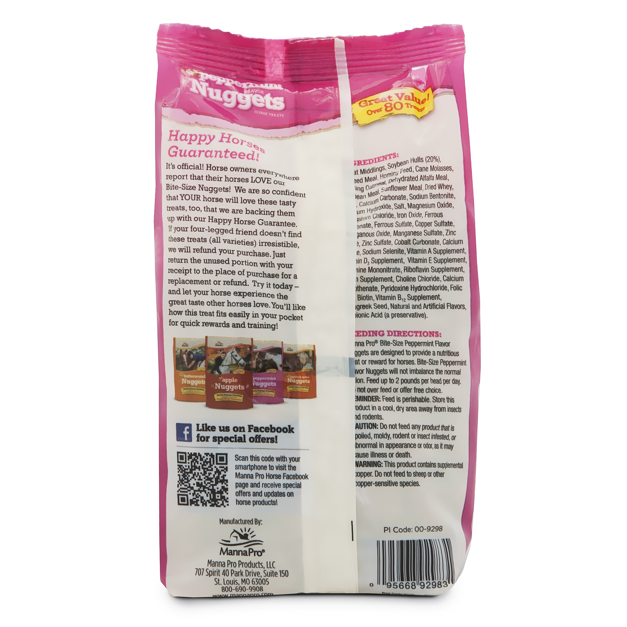 Manna Pro Bite-Size Nuggets Horse Treats, Peppermint Flavor, 1 lb