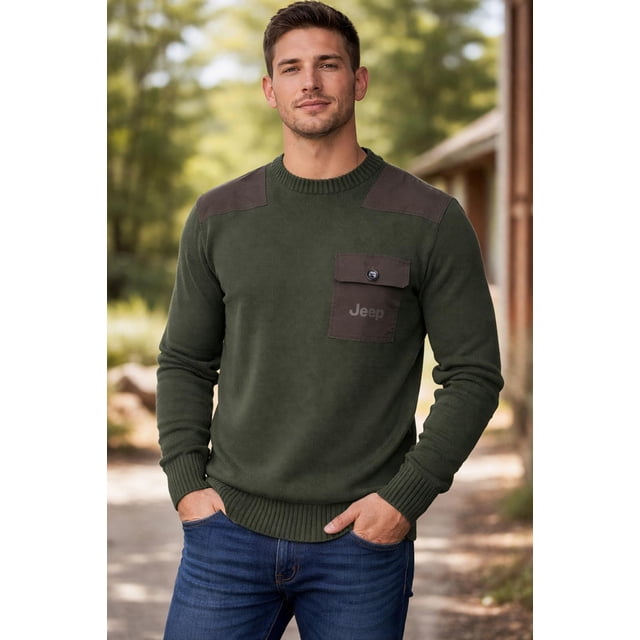 Sueter Jeep Hombre Casual Verde Crewneck verde oscuro M