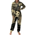 thumbnail image 2 of Bendy And The Ink Machine Men's Hooded Jumpsuit - Zip Up One Piece Pajamas Soft Cozy Winter Warm Plush Loungewear, 2 of 8