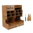 thumbnail image 1 of Organizador de escritorio de madera, multifuncional, para bricolaje, para escritorio, papelería, fácil de montar, organizador de suministros de arte para el hogar y la oficina, 1 of 14