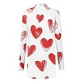 thumbnail image 4 of Women's Valentine's Coat Long Sleeve Heart Print Tunic Lounge Cardigan Top White-2 M, 4 of 4