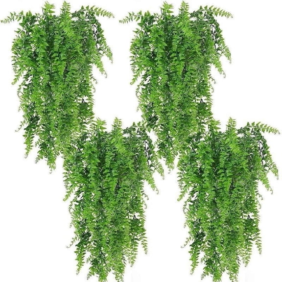 Scidweet Fake Hanging Plants, 4 Packs 30" Artificial Faux Greenery Plastic Plants for Indoor Outdoor Spring Summer Patio Porch Office Yard Wedding Home Decor
