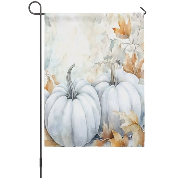 Vintage Pumpkin Garden Flag 12 x 18 Inches, Fall Autumn Maple Leaf Weather Proof Outdoor Patio Flags Double Sided Small Garden Decoration for Yard Outside Home