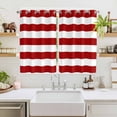 thumbnail image 2 of Red Stripes Kitchen Curtains 72 Inch Length, Simple Red White Texture Grommet Top Bedroom Living Room Curtains, Light Filtering Cafe Curtain Drapes 2 Panels Set 104''x72'', 2 of 9
