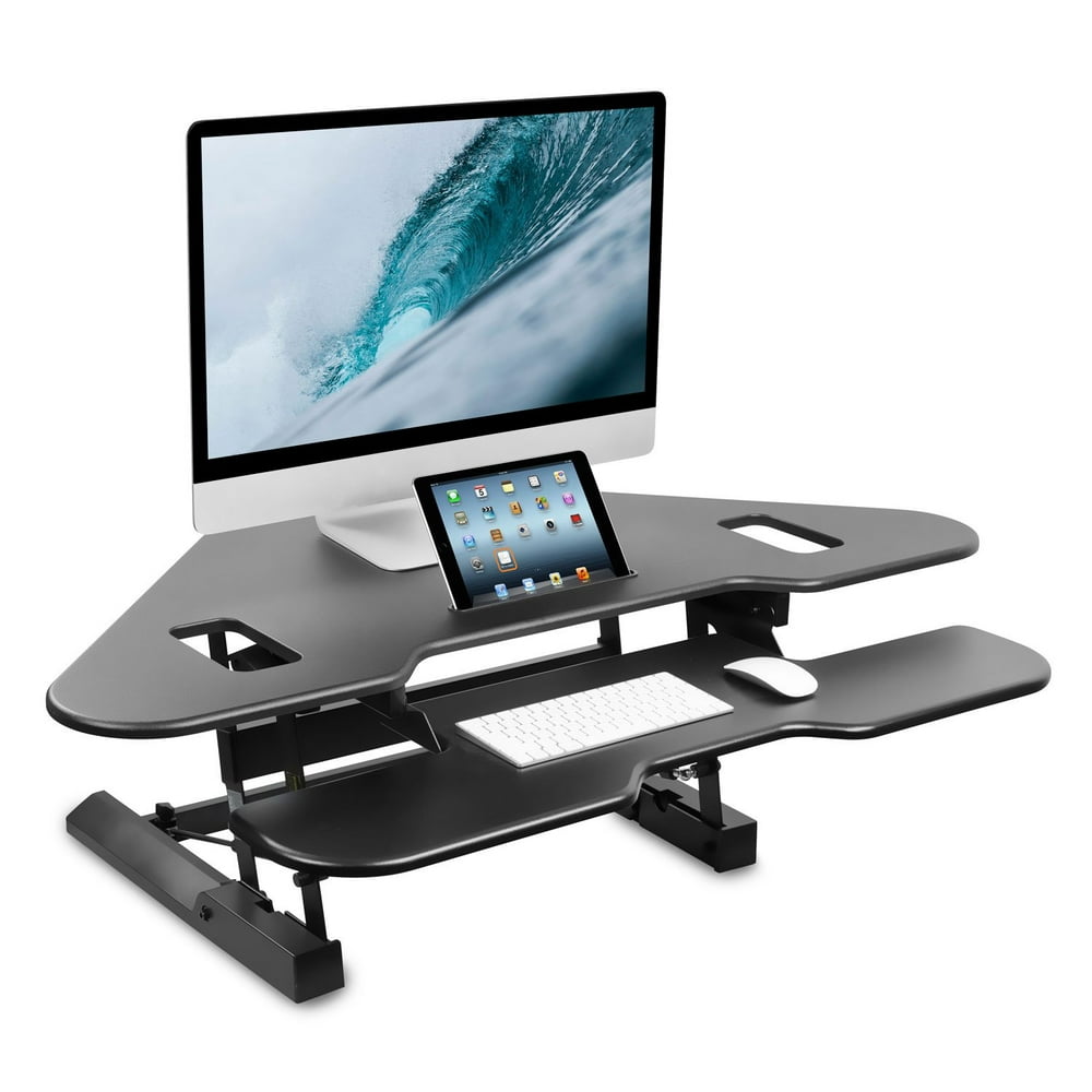 MountIt! Corner Sit Stand Desk Converter Black