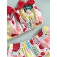 thumbnail image 6 of Elippeo Baby Girl 3pcs Swimsuits 6 12 18 24 Months Fruit Print Bandage Halterneck Sleeveless Tops Beach Shorts and Hat Set Swimwear, 6 of 9