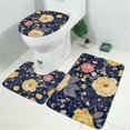 thumbnail image 2 of Pioneer Flower Floral Print Pattern Bathroom Rugs Sets 3 Piece,Toilet Cover Set,Absorbent Non Slip Bathroom Mats Sets with U-Shaped Contour Rug Toilet Rug Set, 2 of 5