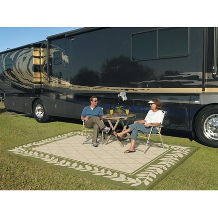 Grocery Patio Mats 9x12 Reversible Rv Outdoor Mat Camping Classic Leaf Green - Reversible Patio Mats 9×12