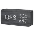 thumbnail image 1 of KeeKit Digital Wooden Alarm Clock, Electronic LED Desktop Clock with Temperature Humidity Time Display, 3 Alarm Settings, Voice Control, 3 Levels Adjustable Brightness for Home, Bedroom, Office, 1 of 4