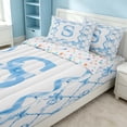 thumbnail image 2 of Erosebridal Letter S Zipper Twin Comforter Sets with Fitted Sheet and 2 Pillowcases, Kawaii Ribbon Zipper Bedding Set, Stars Reversible, Baby Blue, Stars Reversible, 2 of 7