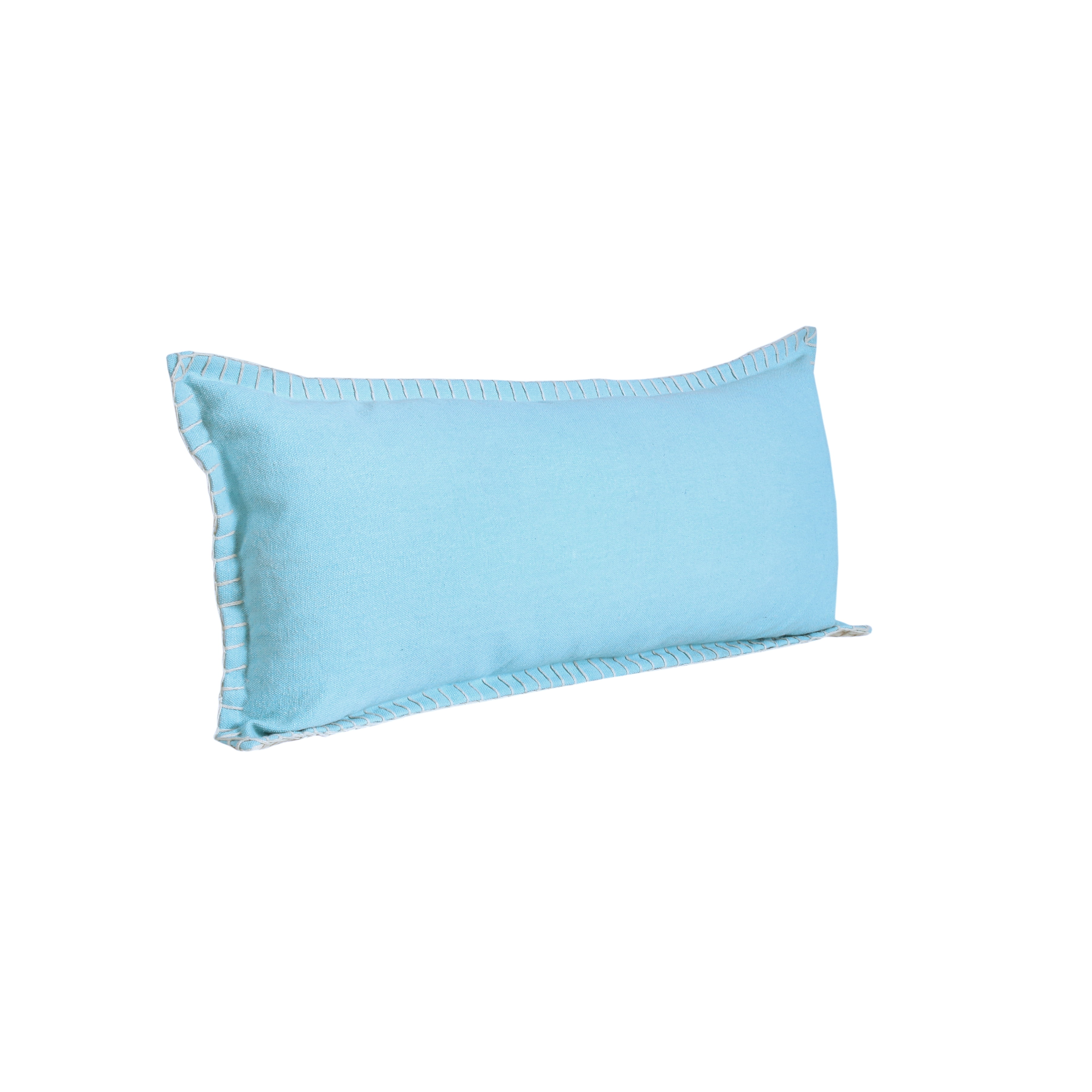 Ox Bay Wilma 14" x 36" Bright Blue Stitch Bordered Cotton Adult Decorative Throw Pillow Cover