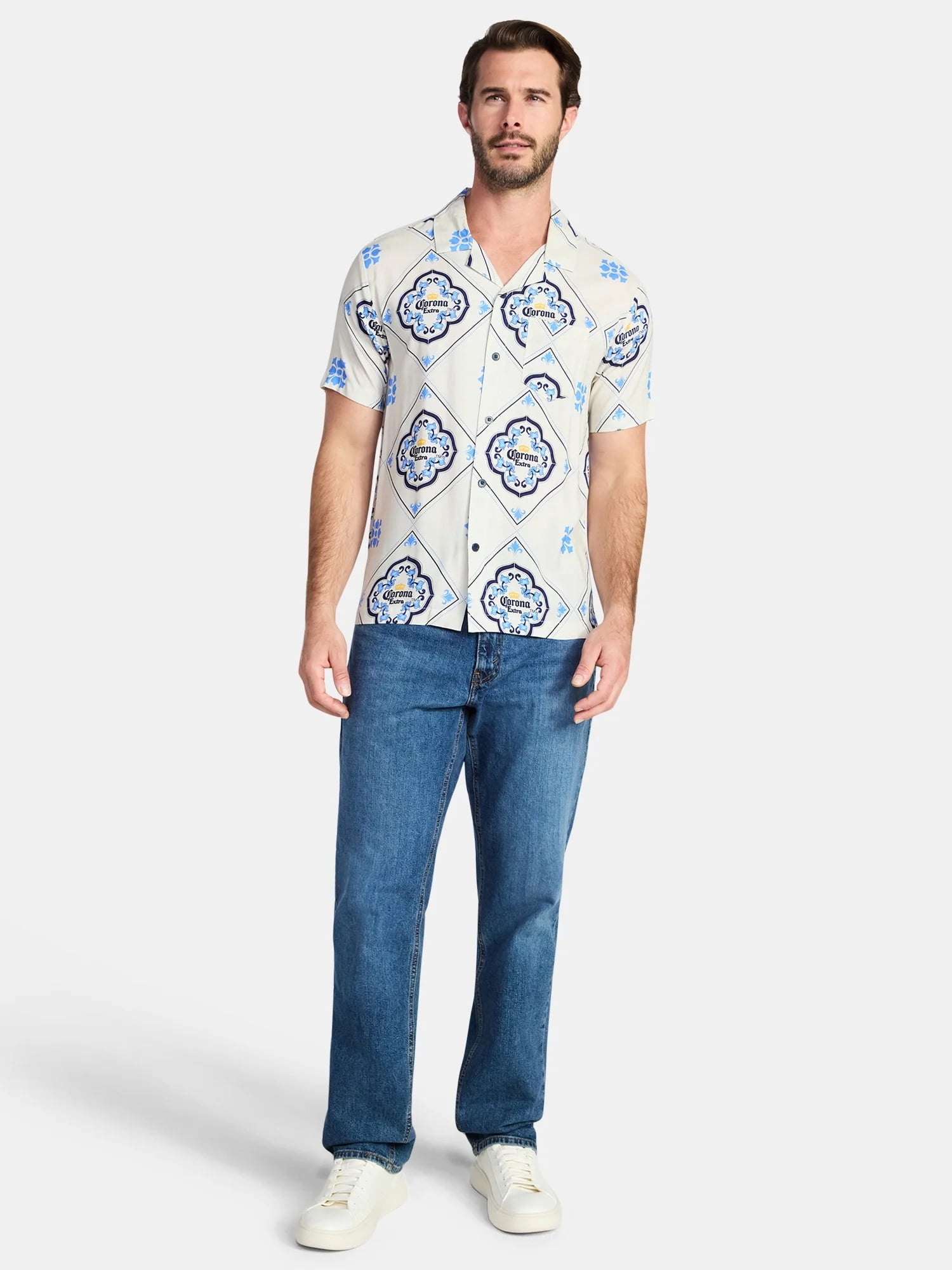 Corona, Men's & Big Men's Graphic Button-Up Shirt, Sizes XS-3XL