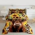 thumbnail image 2 of Castle Fairy 3-Piece Queen Size Comforter Set - Highland Cow Sunflower Farm Print, 2 of 8
