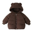 thumbnail image 2 of Swuxness Toddler Hooded Warm Fleece Coat, Kids Winter Long Sleeve Jacket, Toddler Solid Color Corduroy Zip Up Jacket with Front Pockets for Boys and Girls Coffee, 1-2 Years, 2 of 4