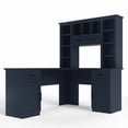 thumbnail image 3 of L-Shaped Computer Desk with 2 Cabinets and 2 Drawers, 11 Open Shelves and 1 Right Flip Shelf with Storage, with Power Outlet, for Study, Living Room and Office, 3 of 5