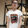 thumbnail image 3 of Tee Hunt Biker From Hell T-Shrit Ride or Die Skeleton Outlaw Route 66 Women's T-Shirt Tee, White, X-Large, 3 of 5