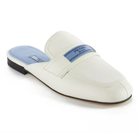- Prada Women's Leather Mule Loafer Shoes White
