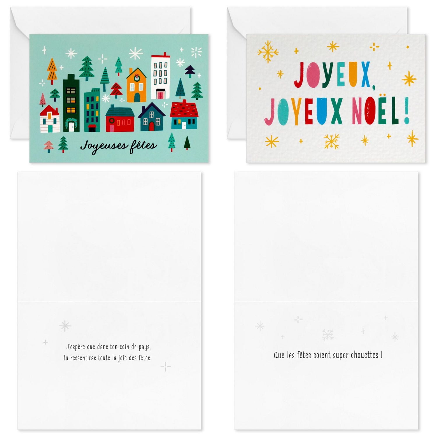 Image Arts Brightly Coloured French-Language Boxed Christmas Cards Assortment, Pack of 20