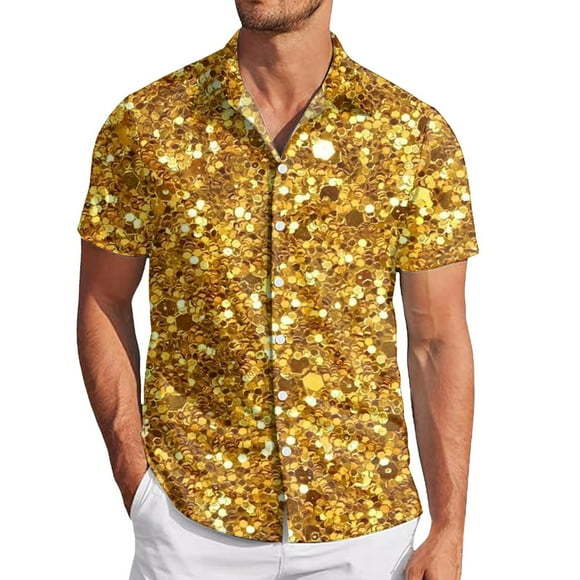 SHIXIAOO Mens Carnival Fashion Digital 3D Printed Short Sleeve Lapel Button Down Shirt Top Cool Button up Shirts 70s Shirt Men Men S Tee Shirt Turn down Long Shirt Dress Shirt Button Printed Short