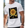 thumbnail image 3 of Camisetas de manga corta con girasoles de granja para hombre, camisetas de cuello redondo con mariposas amarillas para hombre, 3 of 8