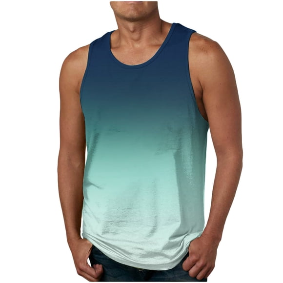 Weiqiqre Débardeur Homme Mode Décontractée Dégradé Sans Manches Col Rond Débardeur de Sport Parfait pour le Sport et les Activités Extérieures, Taille p-2TG