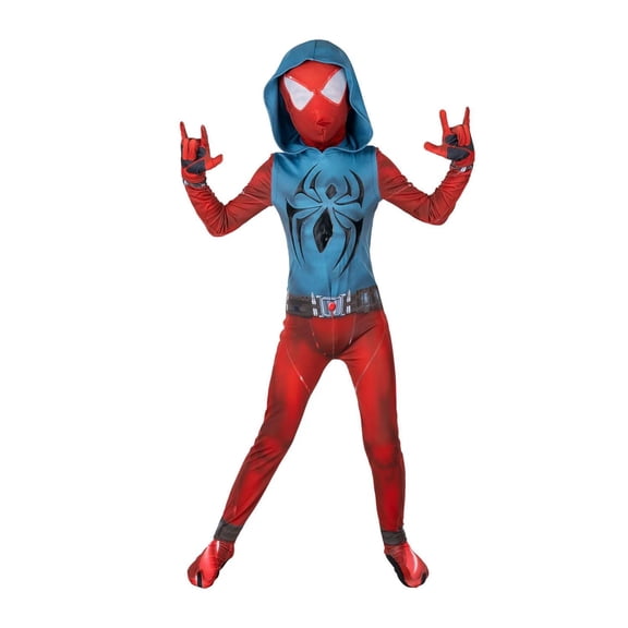 Jazwares Boys' Zentai Marvel Spider-Man Remastered Scarlet Spider Jumpsuit Costume - Size 8-10 - Red