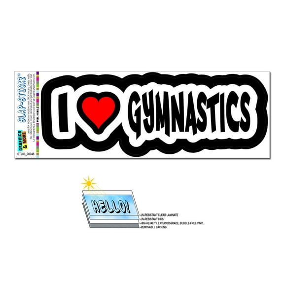 I Love Heart Gymnastics SLAP-STICKZ(TM) Premium Sticker