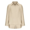 thumbnail image 3 of Summer Savings Clearance 2024! TAGOLD Womens Two Piece Outfits Sets,Women's Fashion Casual Solid Color Long Sleeved Shirt And Shorts Two Piece Set, 3 of 4