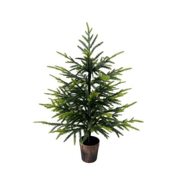Izexuh Potted Cedar Pine Artificial Christmas Tree Decorations Tabletop Plant Realistic Foliage Sturdy Pot for Living Room Entryway Display Green