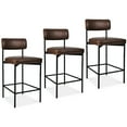 thumbnail image 3 of Best Choice Products Set of 3, Armless Counter Height Bar Stools, Modern PU Faux Leather Stools - Mocha Brown, 3 of 11